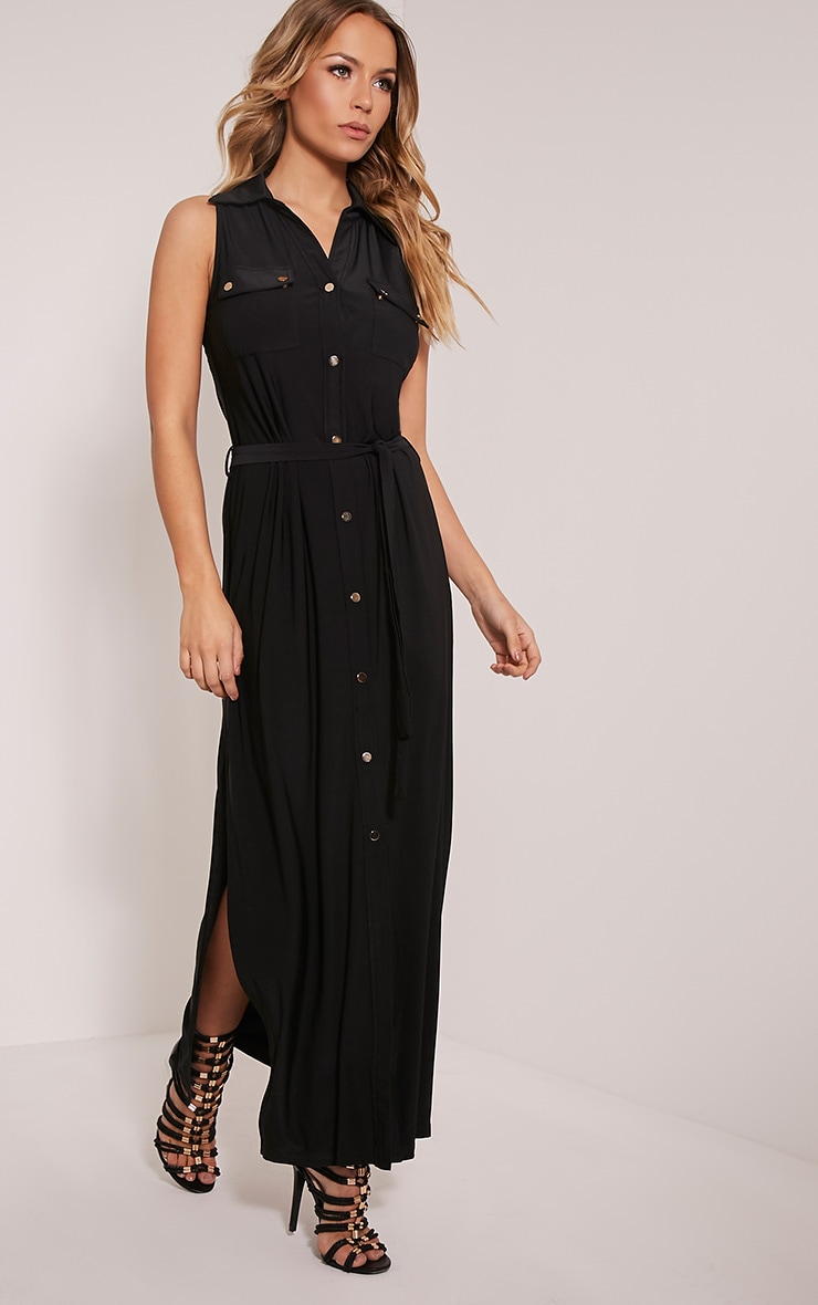 sleeveless black maxi dress