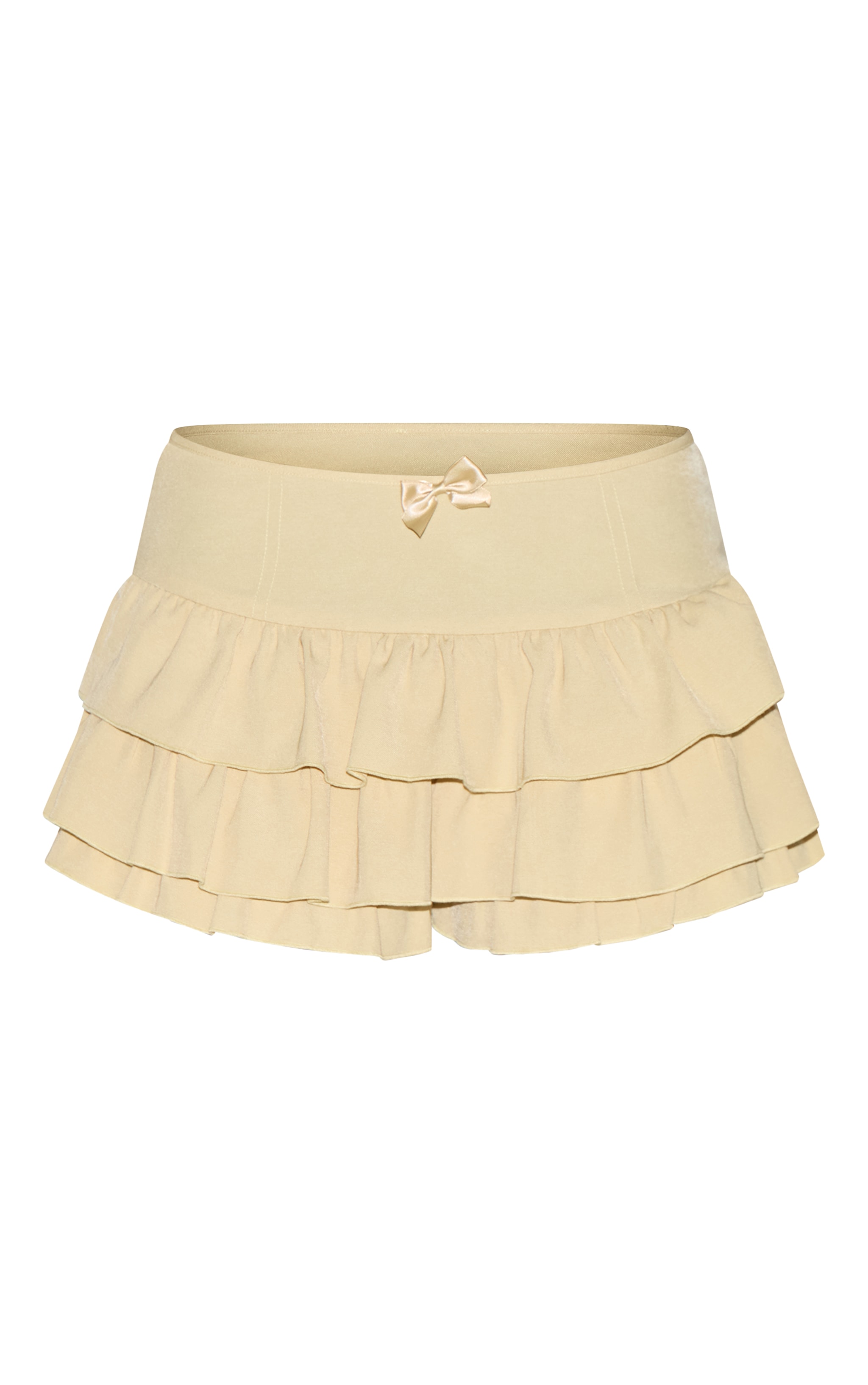 Short culotte bouffant ajusté jaune beurre à détail noeud et volants image 6