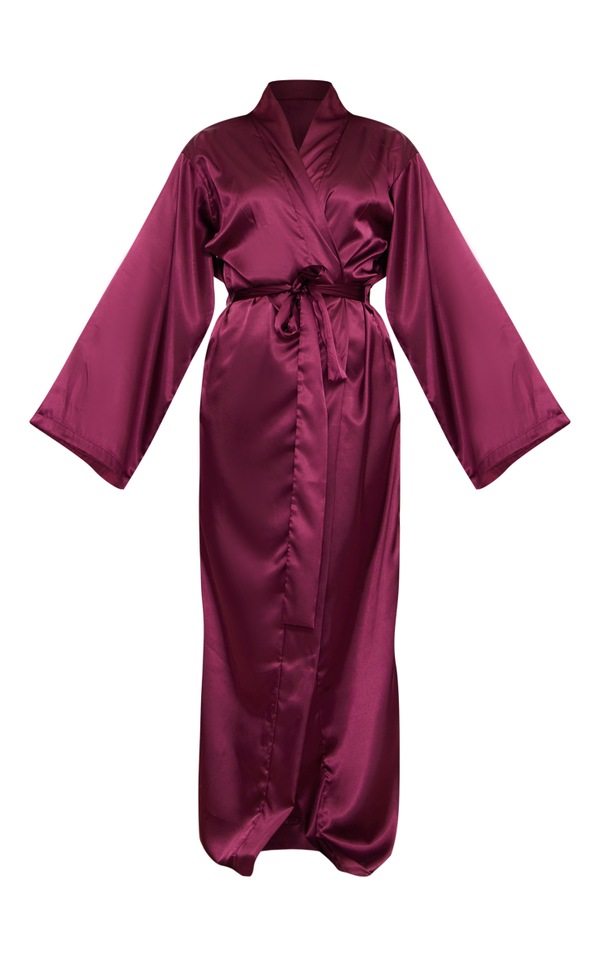 Purple Long Satin Tie Robe PrettyLittleThing USA
