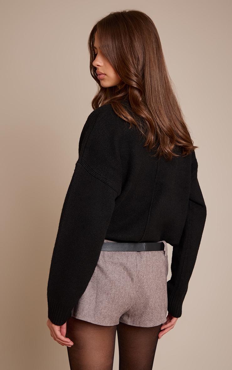 Brown Herringbone Hot Pants image 3