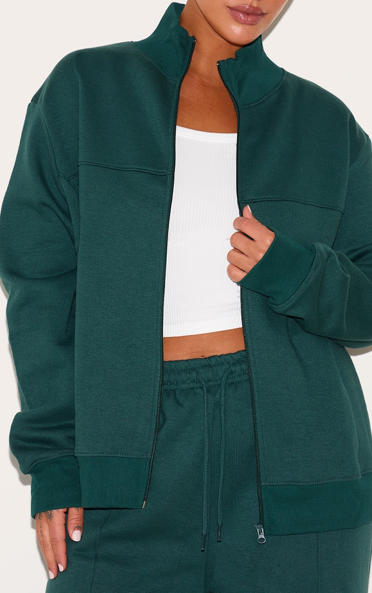 Plus Top de sport oversize vert forêt sans coutures à détail zip image 4