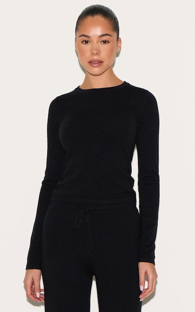 Black Soft Knit Long Sleeve Top