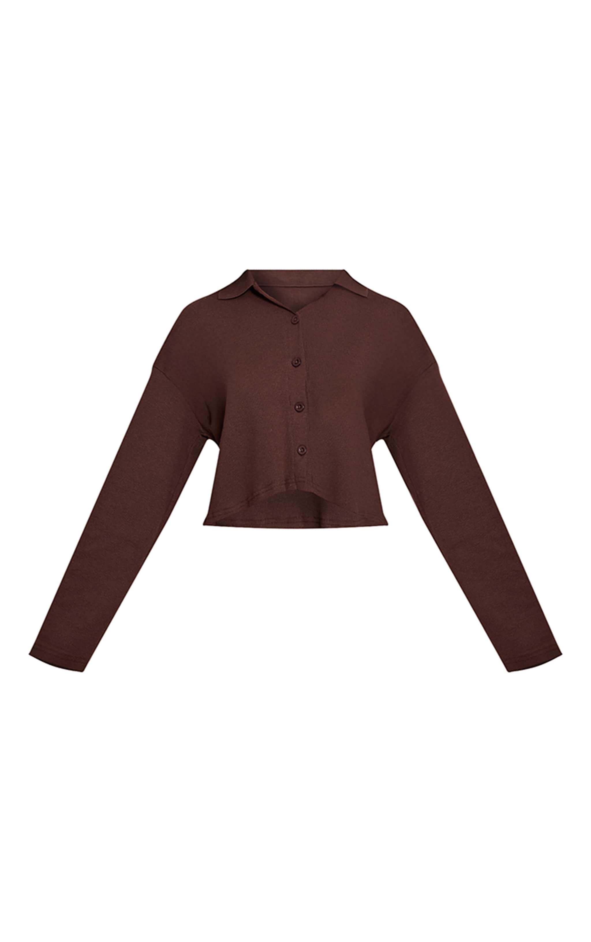 Chocolate Brown Brushed Rib Button Shirt image 5