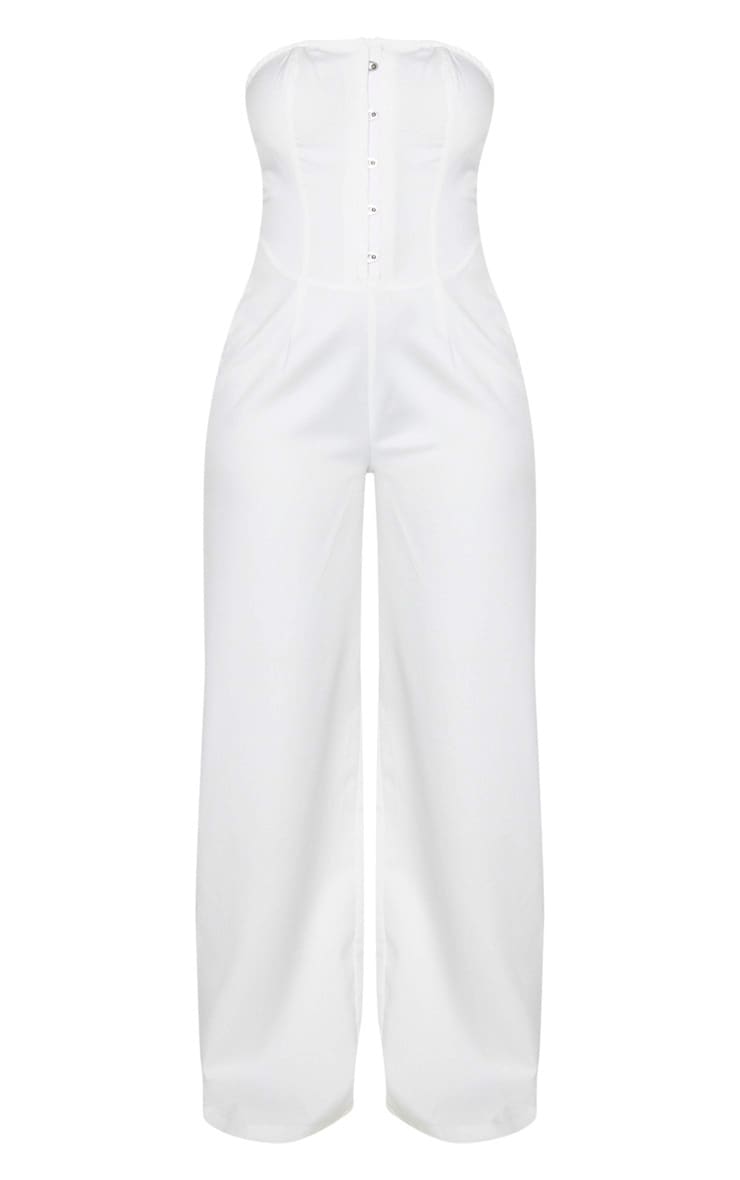 White Corset Detail Wide Leg Jumpsuit image 3