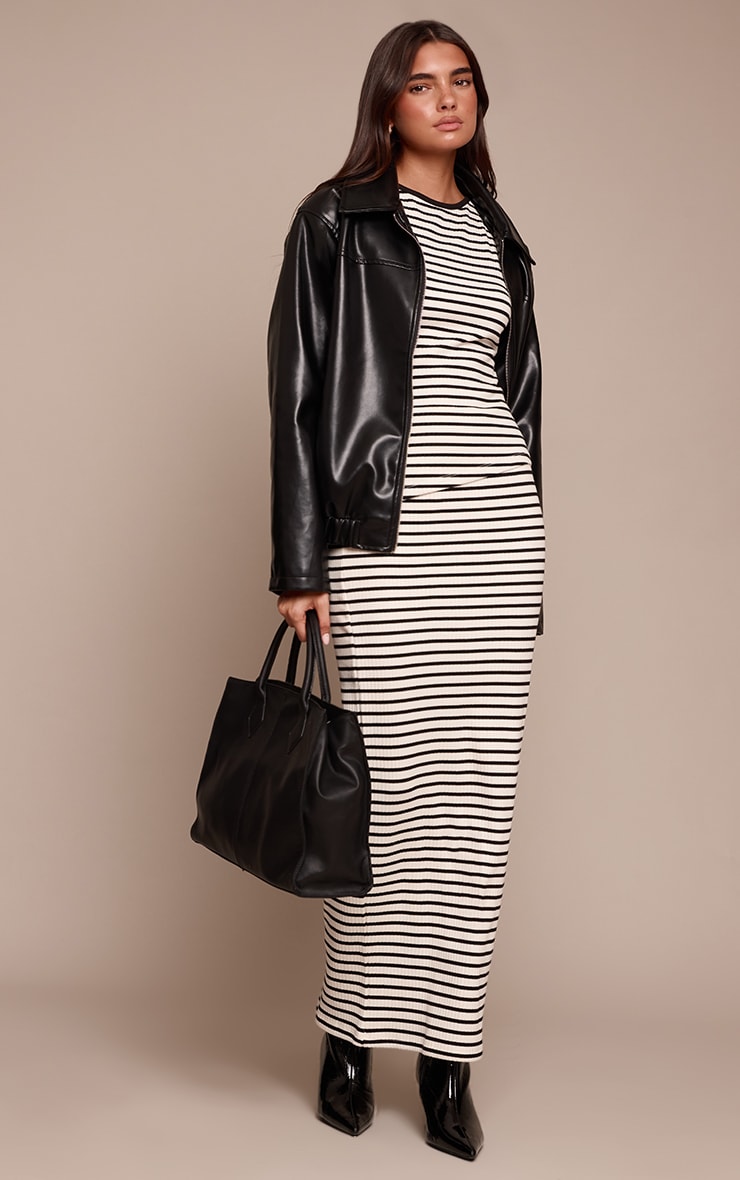 Cream Stripe Maxi Skirt