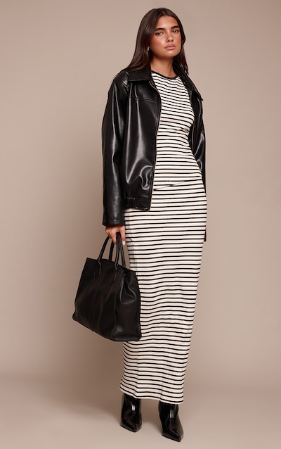 Cream Stripe Maxi Skirt