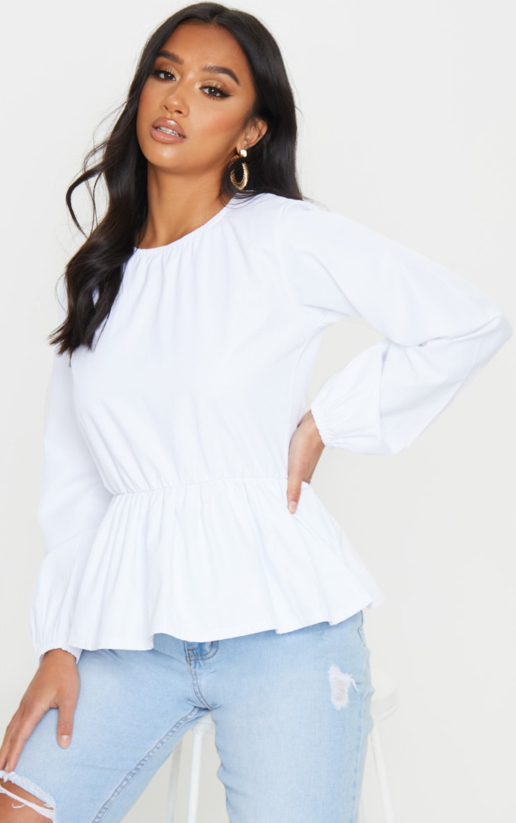 Petite White Drop Hem Woven Blouse