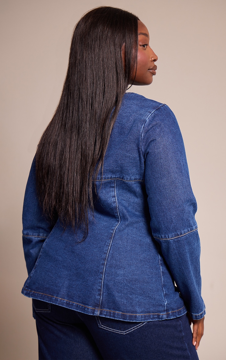 Plus Chemise en jean bleu moyen délavé à col rond image 2
