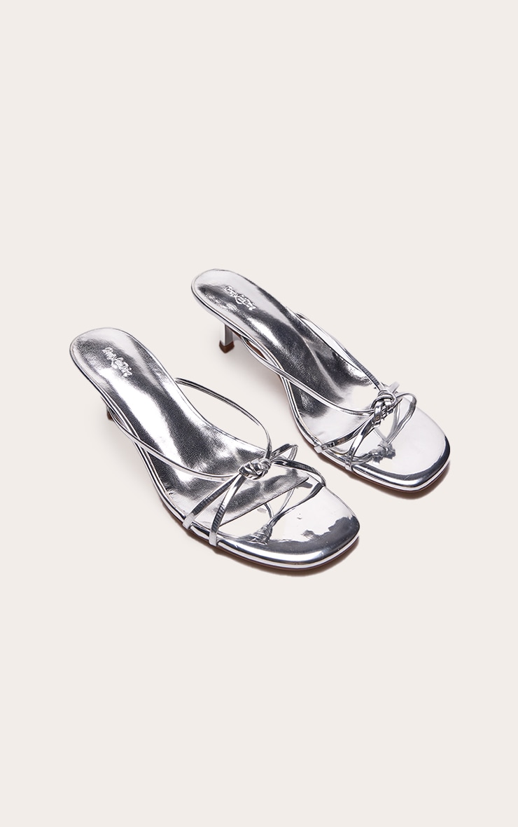 Silver Patent Knotted Heeled Mules image 3