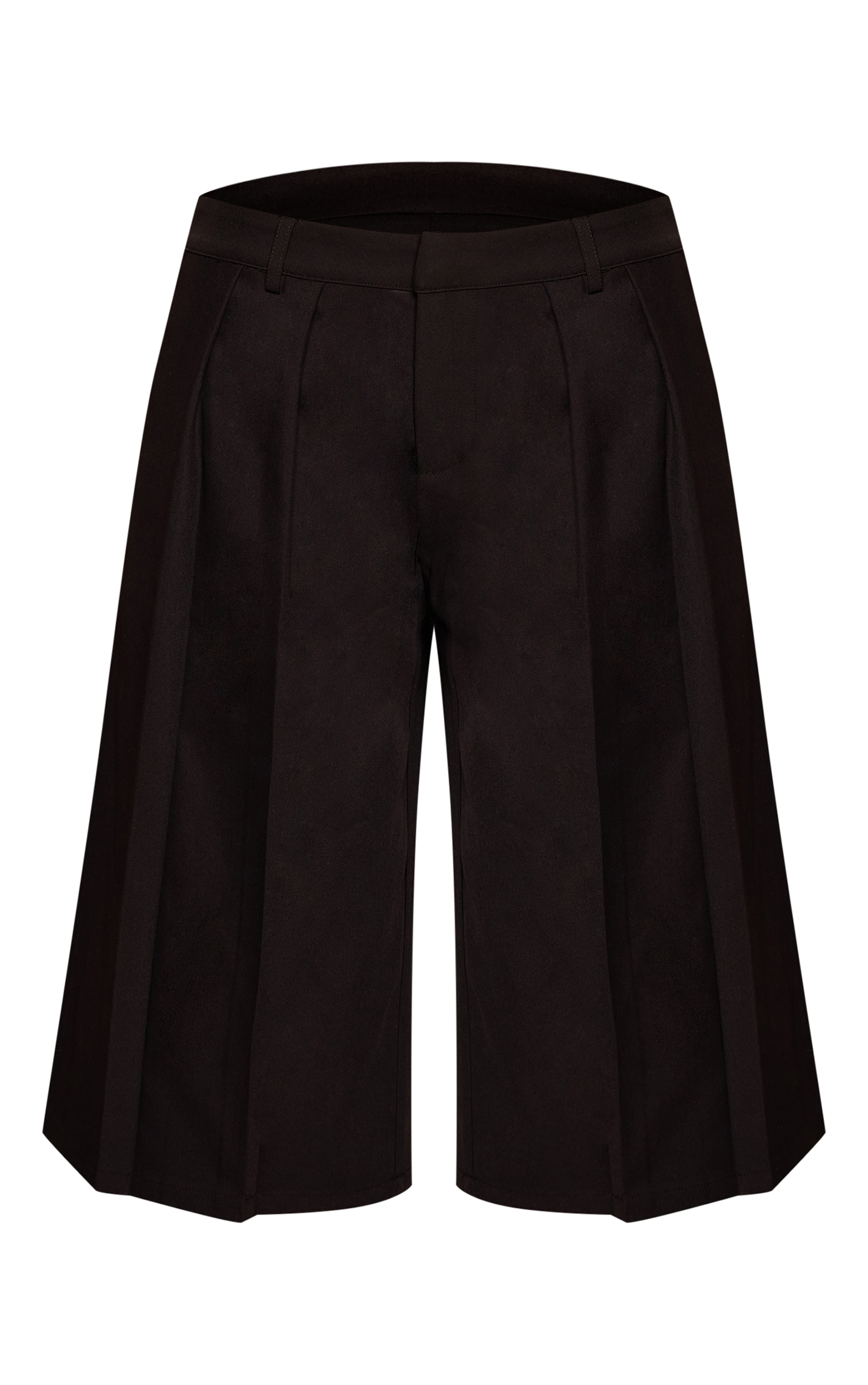 Tall Black Woven Pleat Detail Jorts image 6