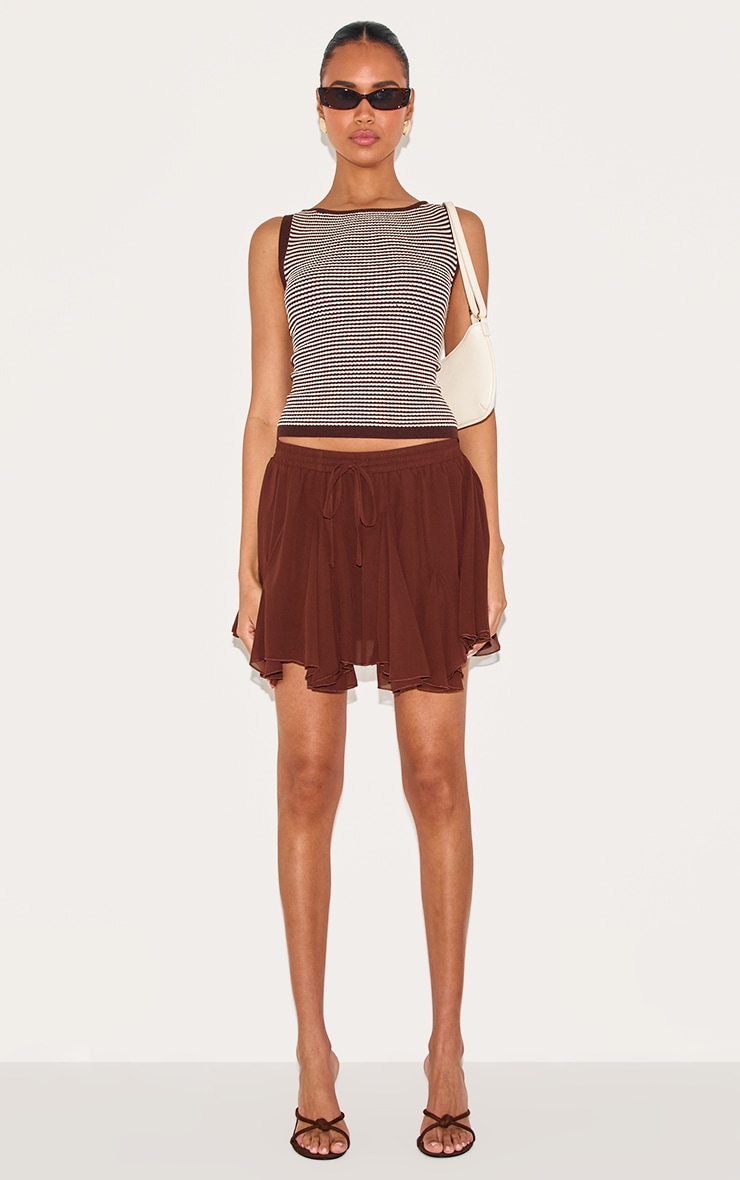 Chocolate Chiffon Godet Floaty Mini Skirt image 2