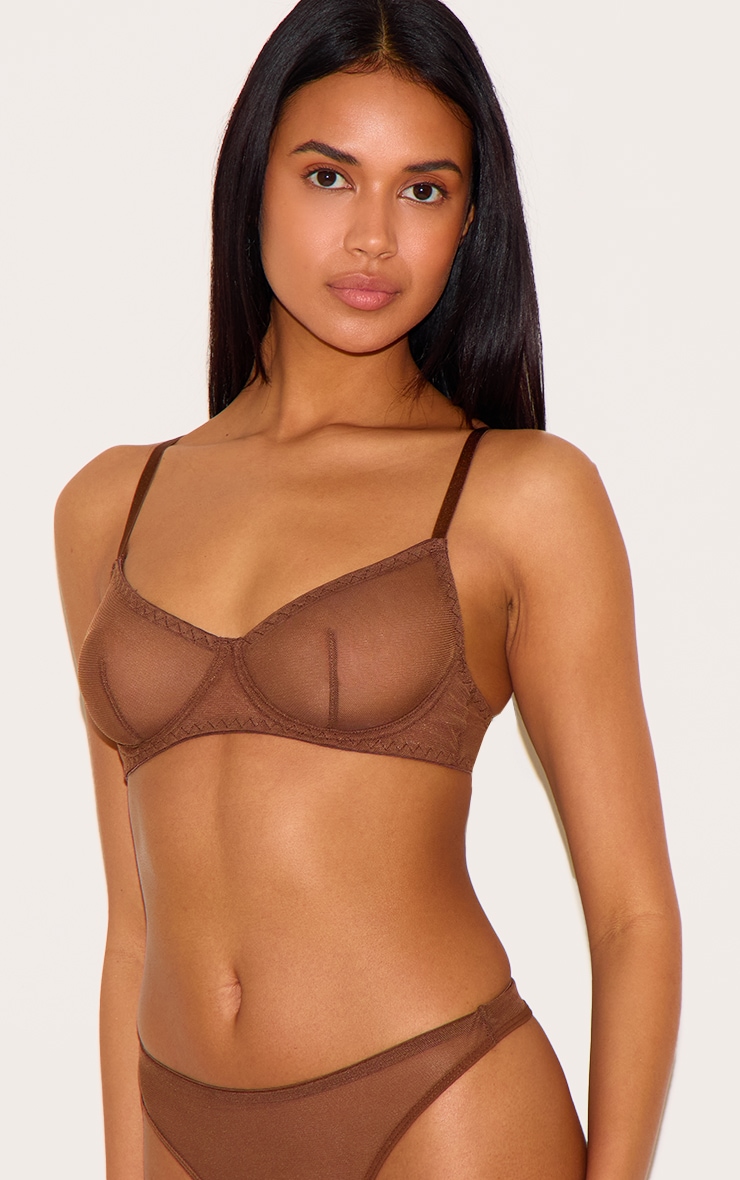 Soutien-gorge en mesh chocolat à armatures image 4