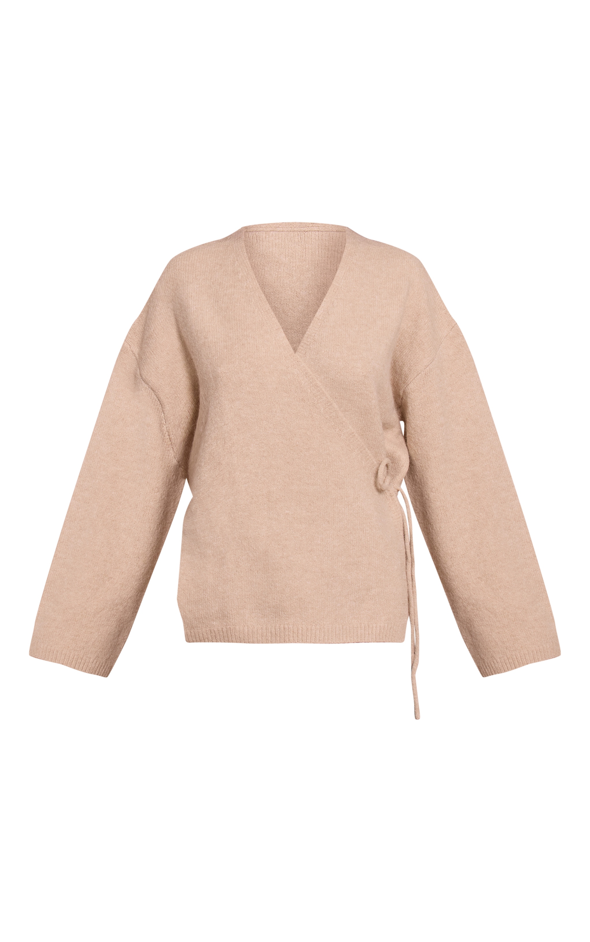 Petite Oatmeal Wrap Tie Side Knitted Sweater image 5