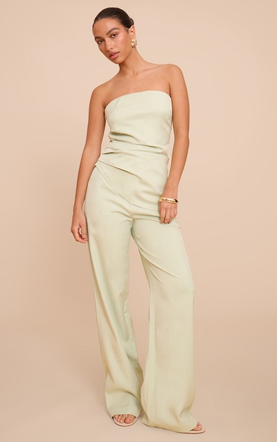 Pale Lime Tailored Woven Wide Leg Pants