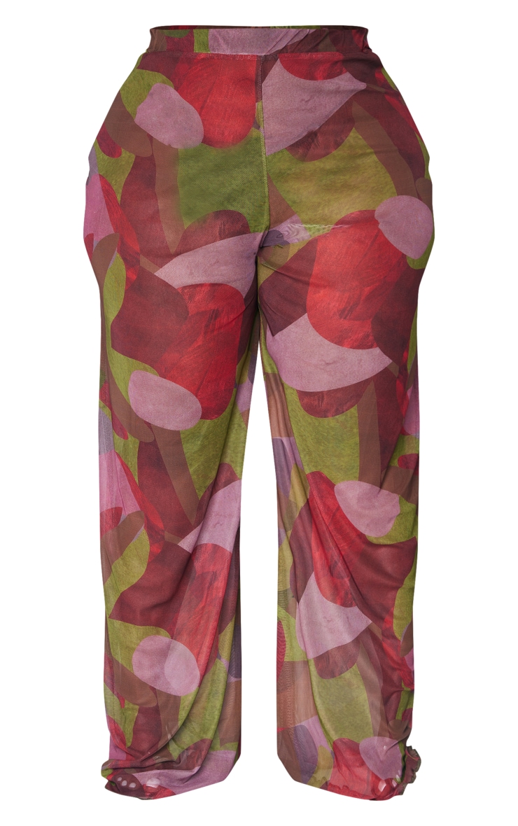 Plus Multi Print Mesh Wide Leg Pants image 5