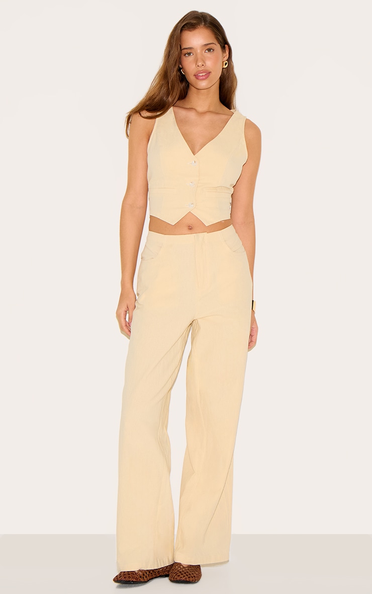 Butter Yellow Linen Look Backless Vest image 3