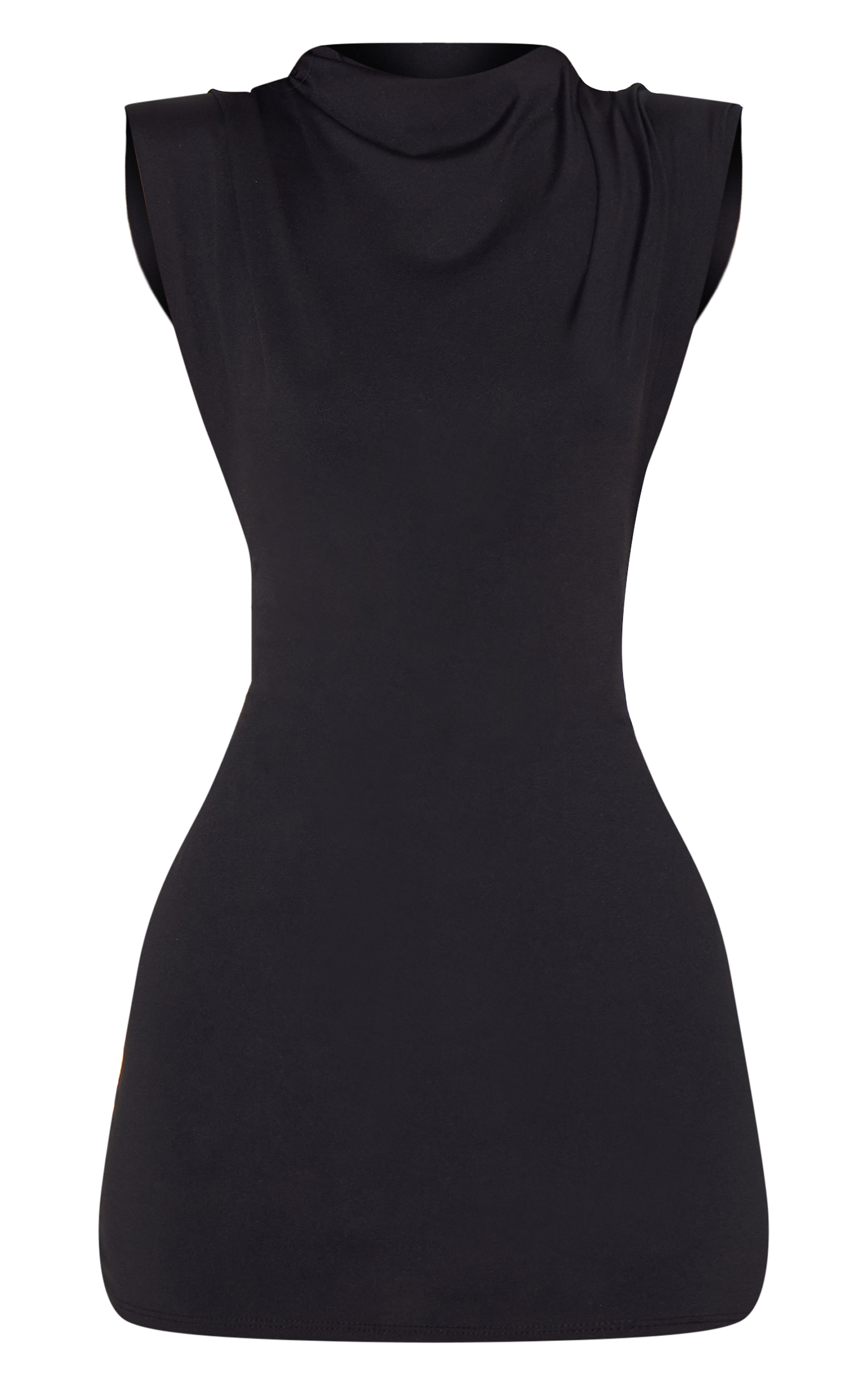 Black Shoulder Pad Boat Neck Bodycon Dress image 5