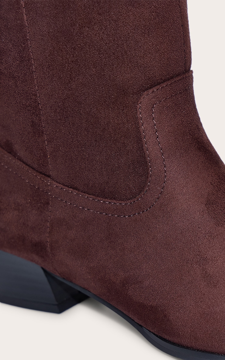 Chocolate Faux Suede Round Toe Western image 5