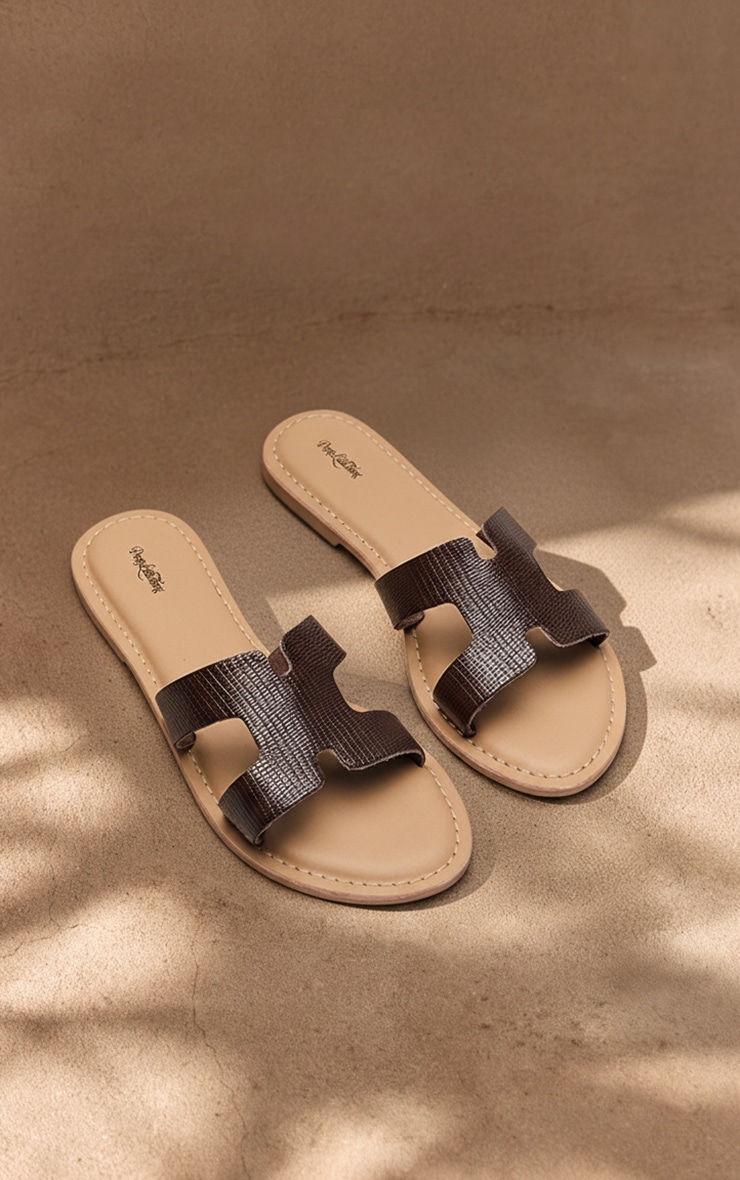 Chocolate Snake PU Cut Out Flat Sandal