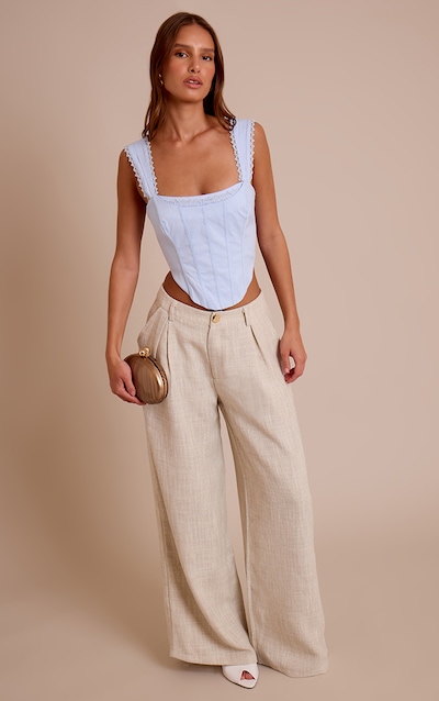 Baby Blue Woven Scallop Trim Bonded Corset