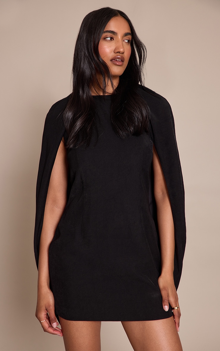 Black Woven Asymmetric Mini Bodycon Dress