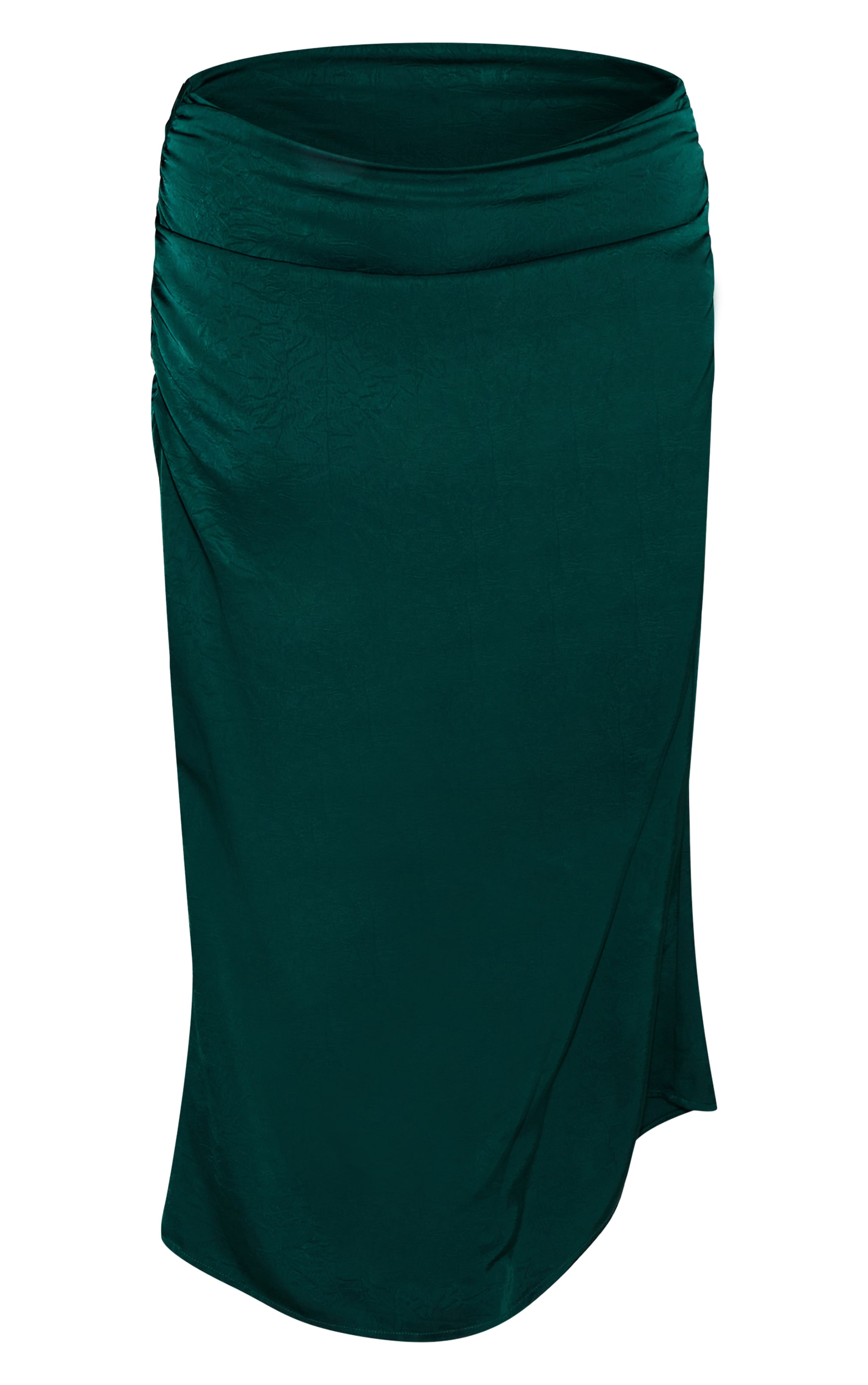 Plus Dark Teal Satin Ruched Fishtail Midaxi Skirt image 5