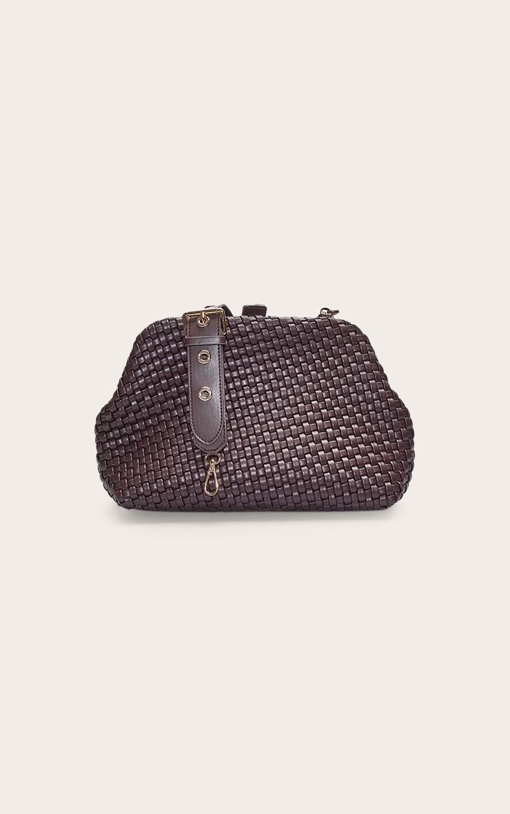 Premium Chocolate Oversized Hand Weave Clutch Bag image 4