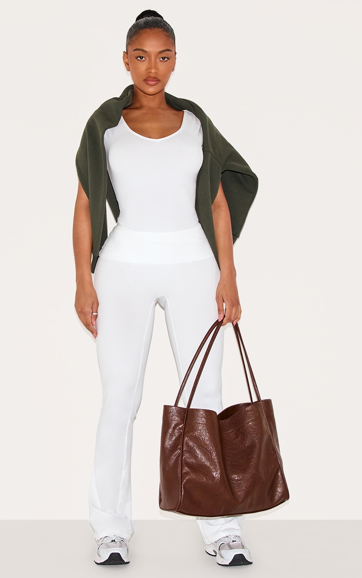 Shape White Sculpted V Neck Short Sleeve Bodysuit image 3