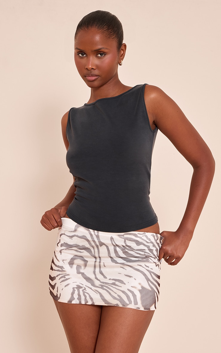 Multi Zebra Printed Lined Mesh Mini Skirt image 1