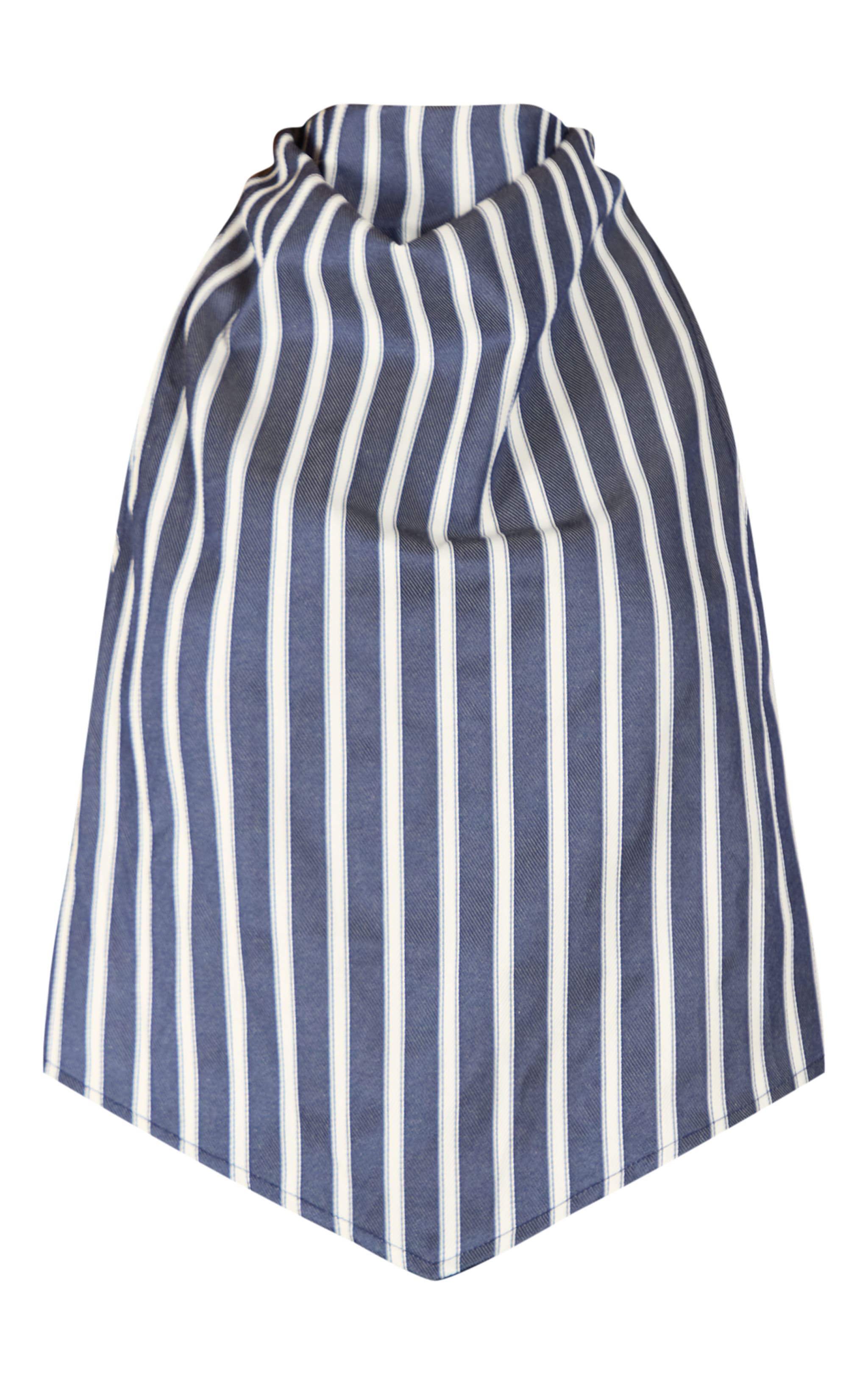 Indigo Blue Cotton Look Striped Halterneck Top image 5