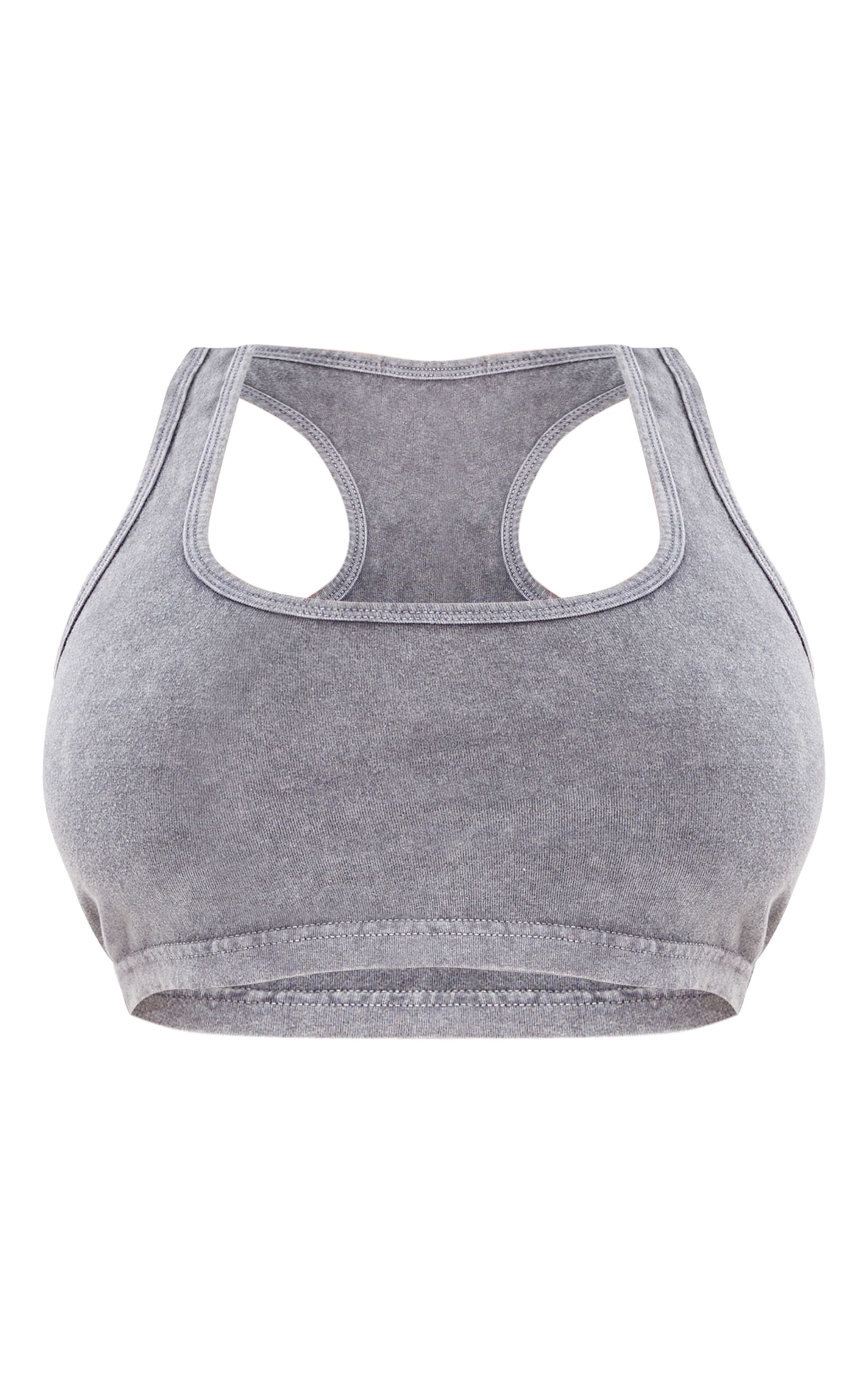 Shape Washed Grey Racer Back Crop Top image 5