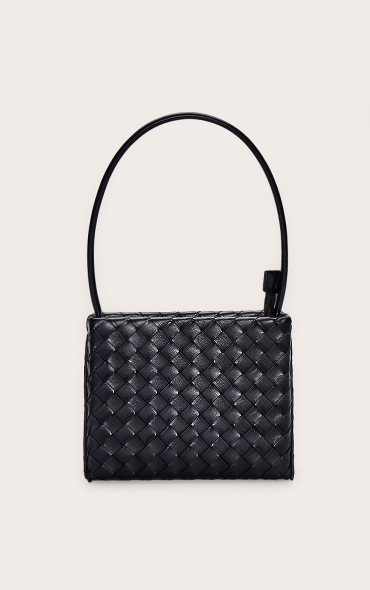 Black Weave Structured Mini Shoulder Bag image 4
