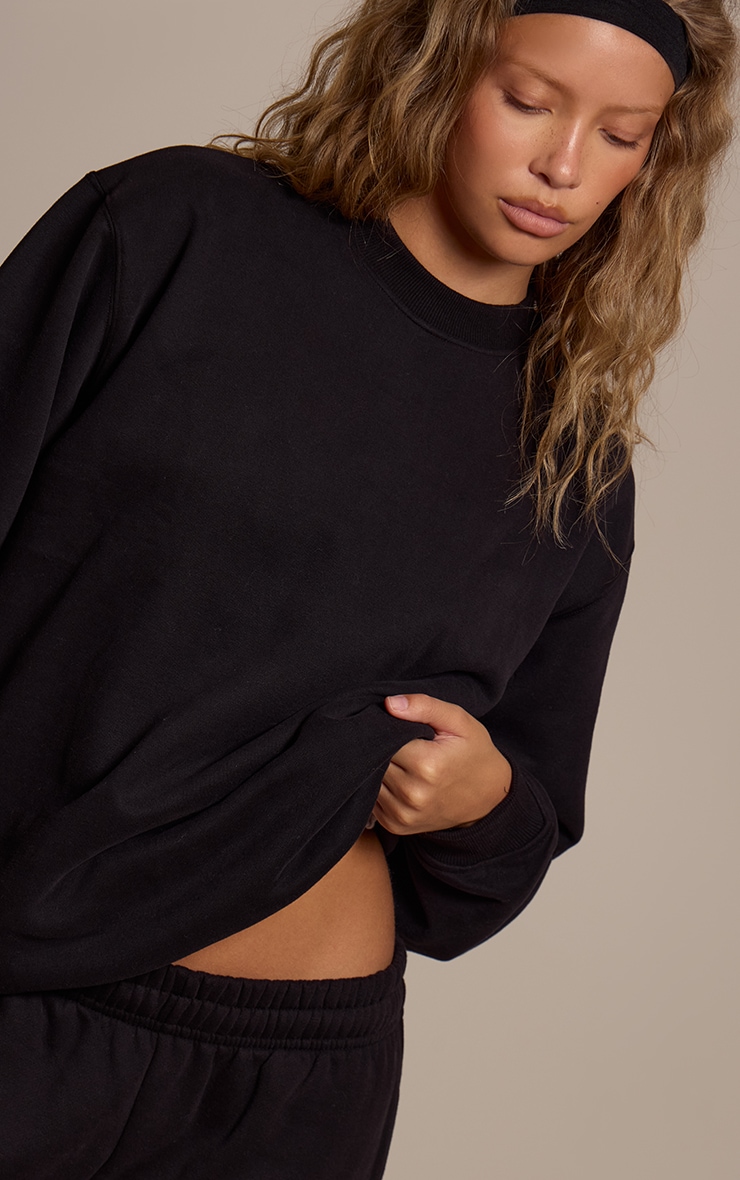 Sweat pullover en coton polaire noir image 4