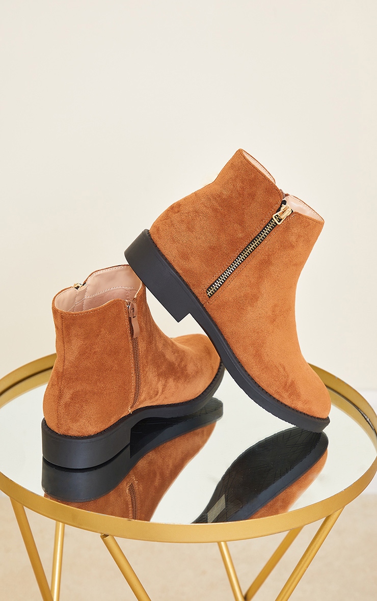 tan suede flat booties