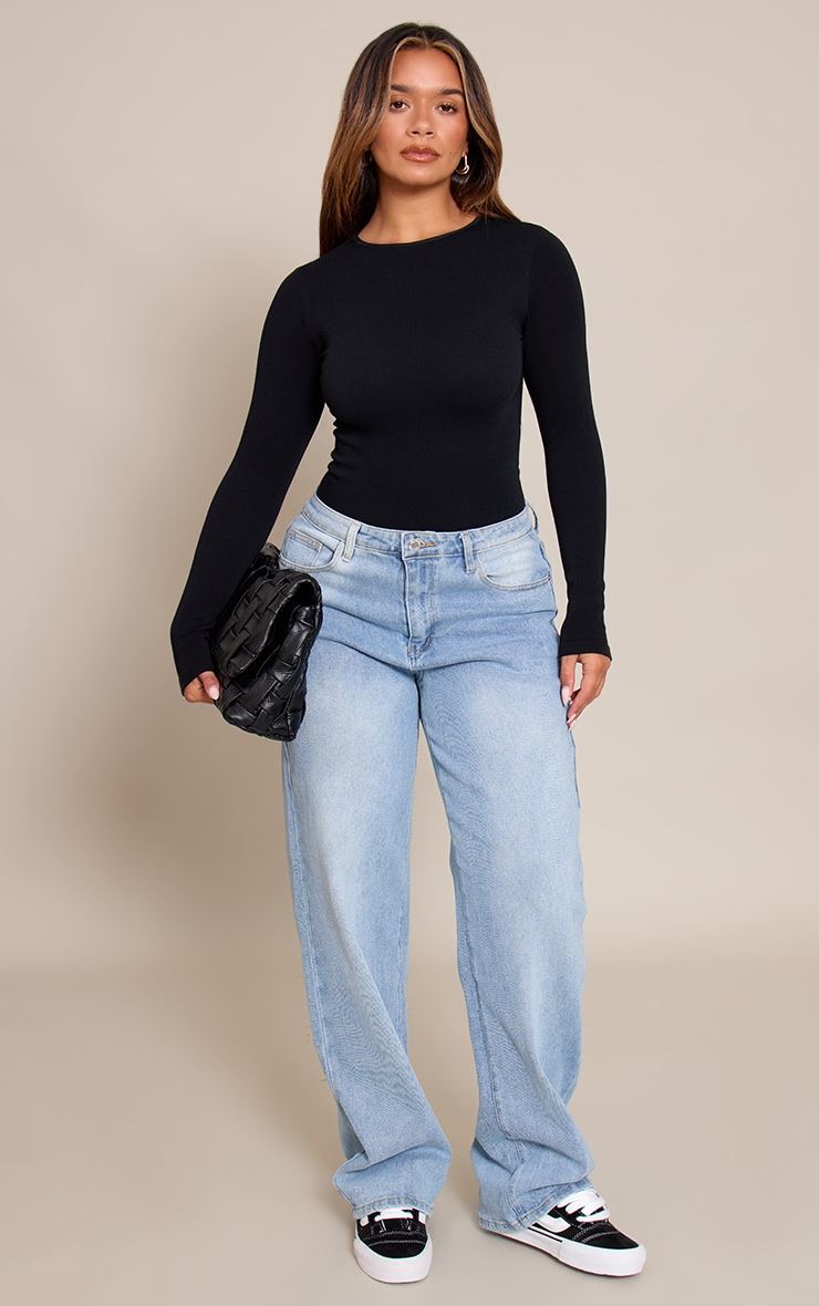 Shape Black Boat Neck Long Sleeve Seamless Bodysuit image 3