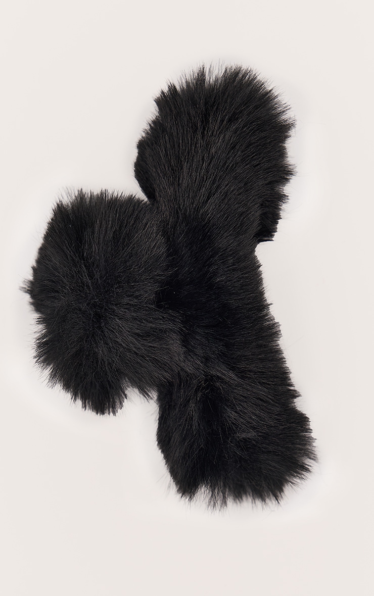 Black Faux Fur Hair Claw image 3