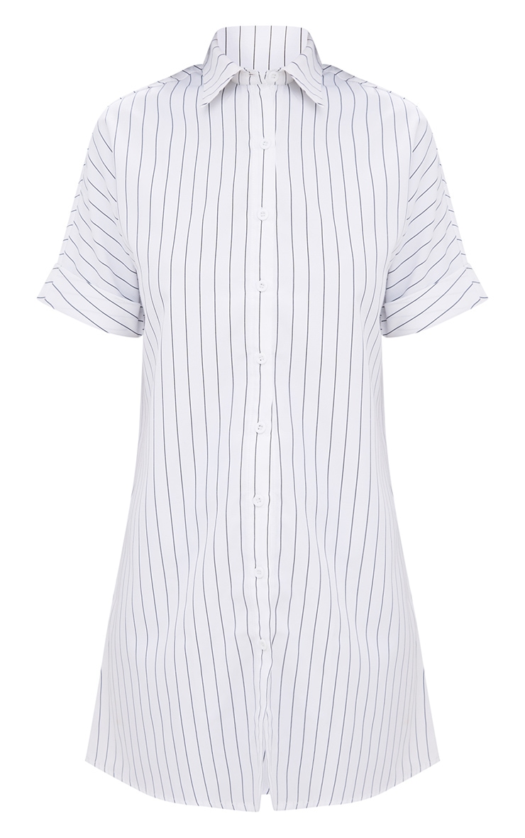 White Striped Short Sleeve Shirt Dress. Dresses PrettyLittleThing USA