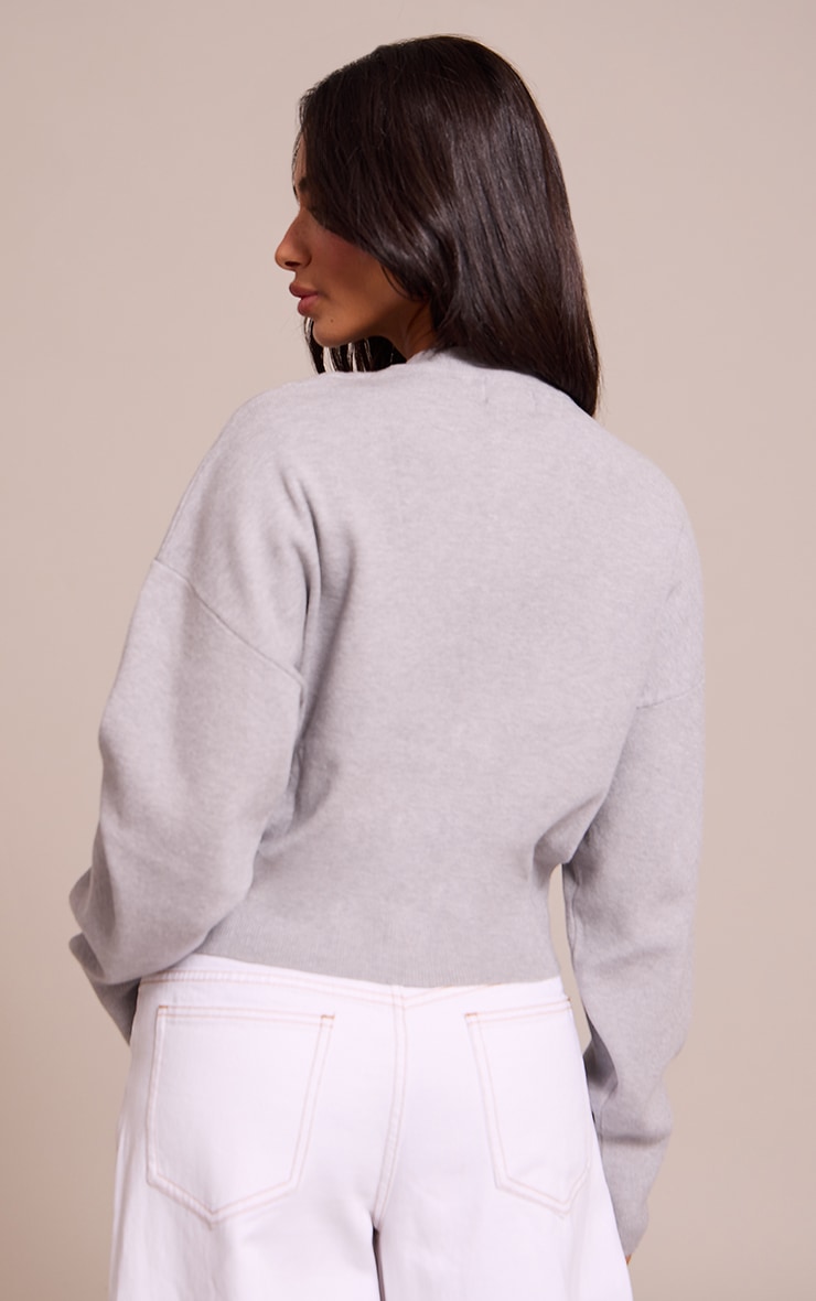 Petite Ash Grey Compact Knit Cardigan image 2