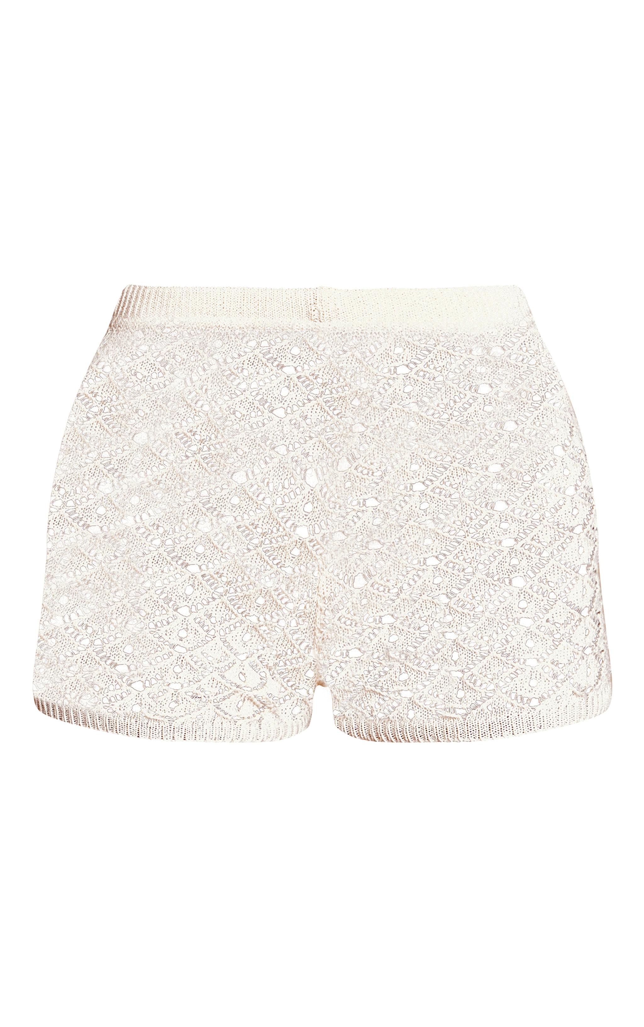 Cream Crochet Knit Mini Shorts image 6