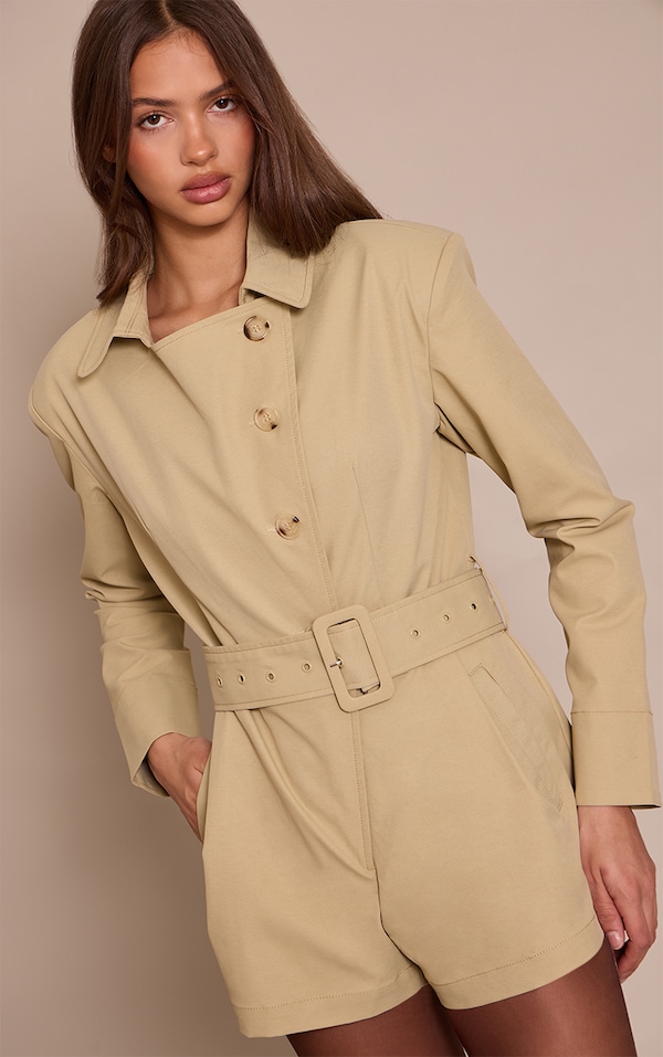 Stone Trench Belt Detail Romper