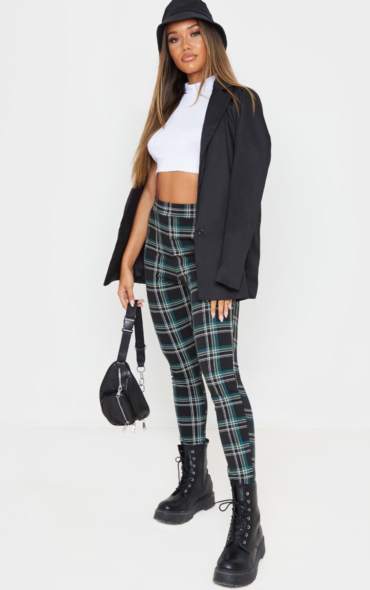 Black Checked Skinny Pants