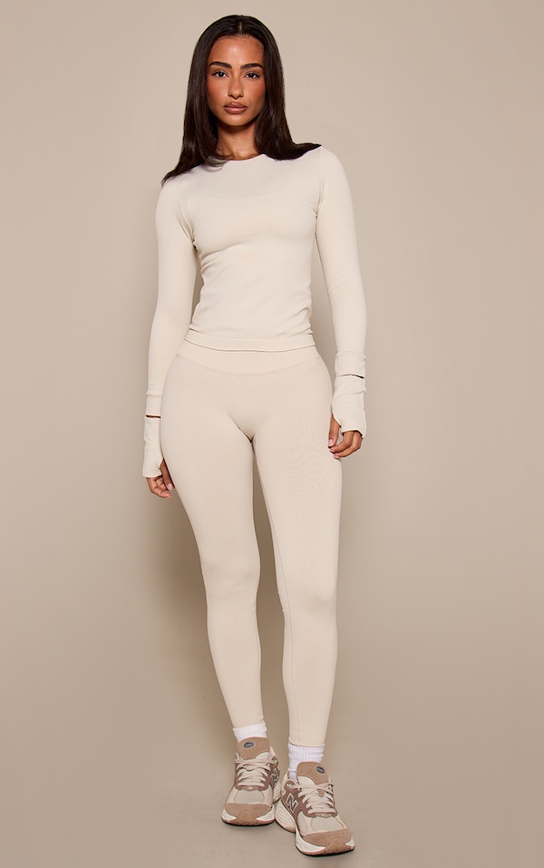 Petite PLT Oatmeal Seamless Scrunch Bum Leggings