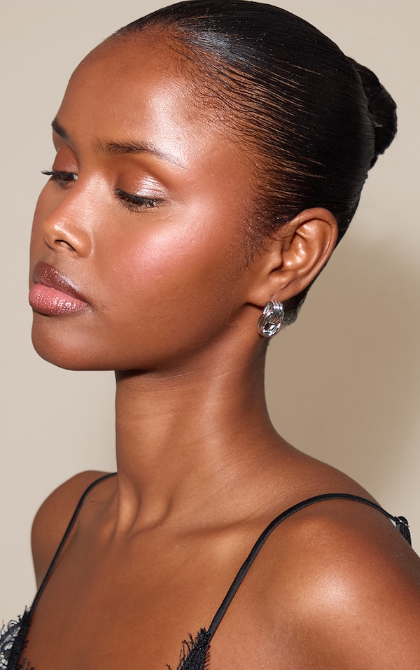 Silver Twisted Mini Door Knocker Stud Earrings