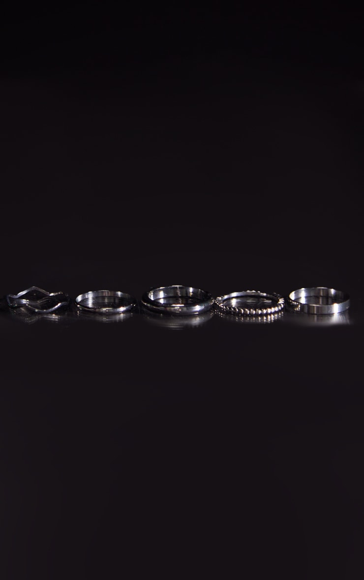 Silver Multipack Crinkle Rings image 1