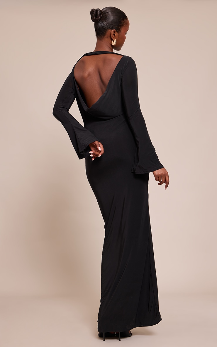 Black Double Slinky Twist Detail Maxi Dress image 2