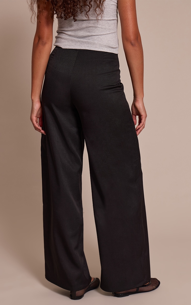 Tall Black Woven Wrap Detail Cargos  image 3