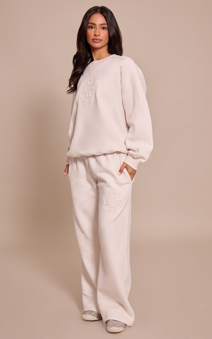 Petite Cream PLT Embossed Crew Neck Sweatshirt image 3