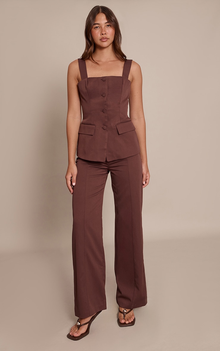 Chocolate Button Detail Corset Waistcoat image 3