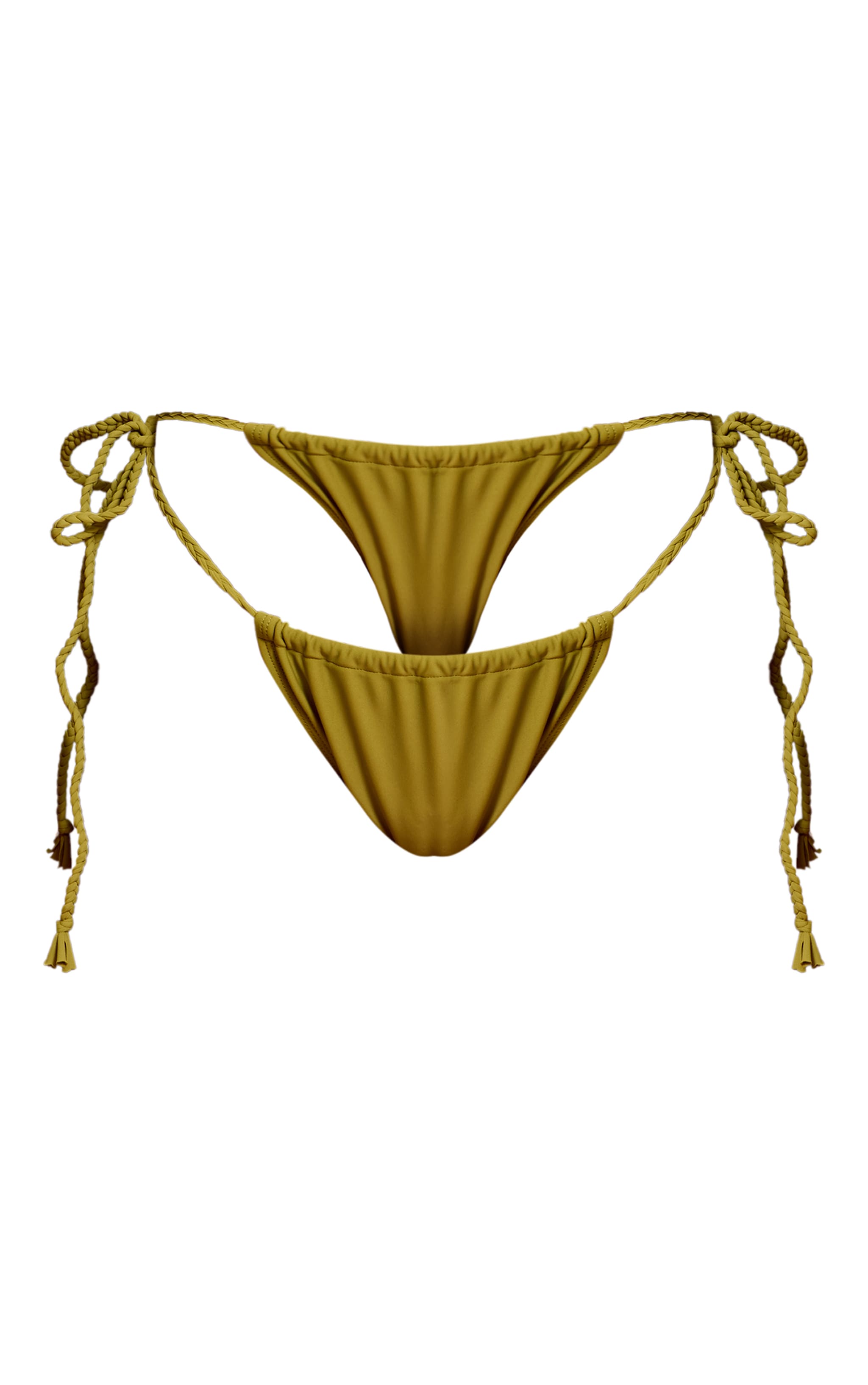 Olive Plaited Tanga Thong Bikini Bottoms image 5