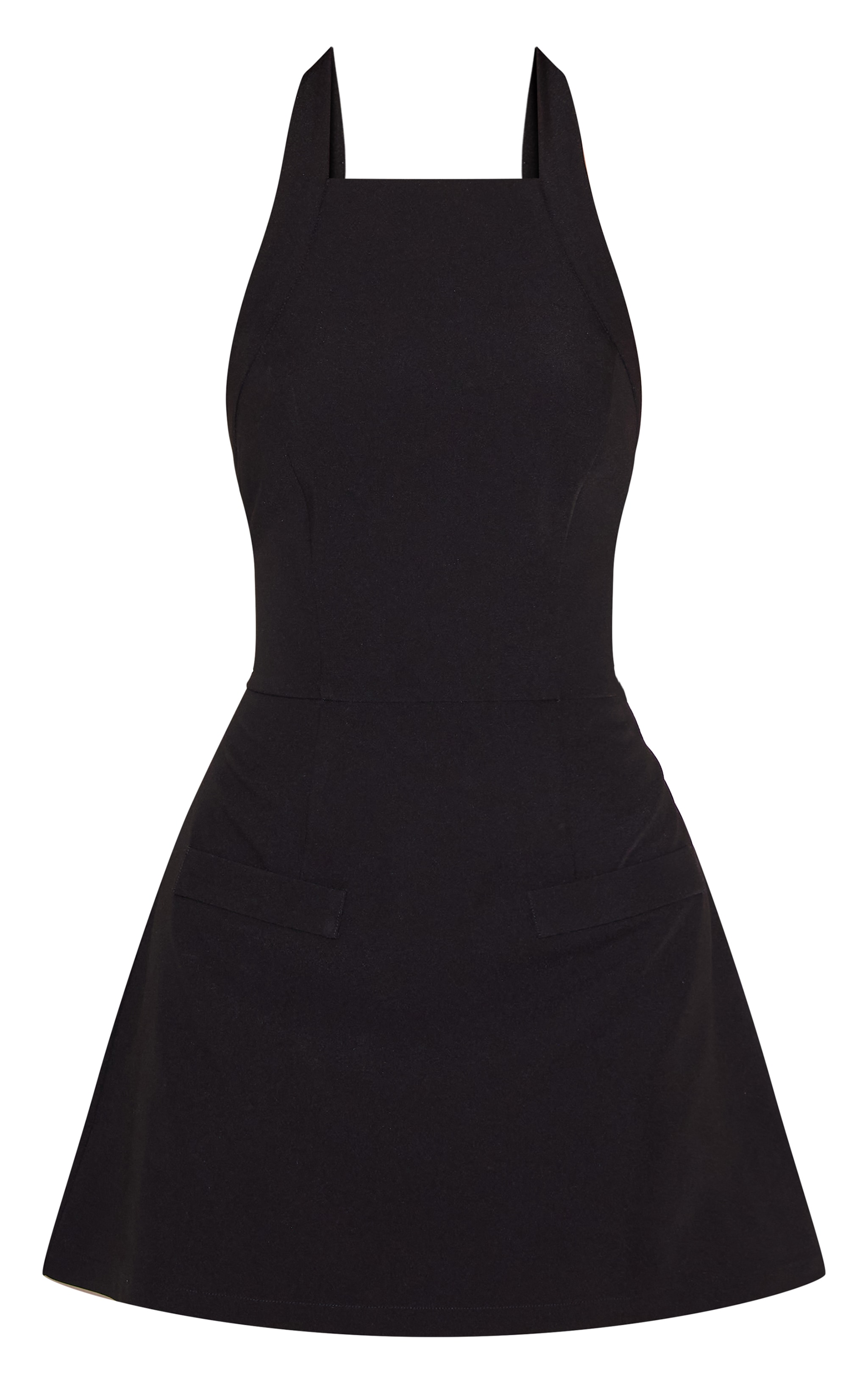 Black Tailored Woven Halterneck A Line Dress image 5